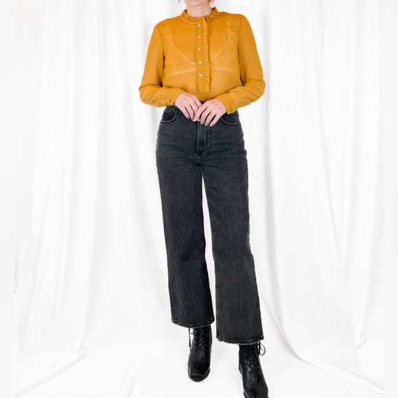 Long Sleeve See Thru Blouse • Yellow - Picture 6 of 9